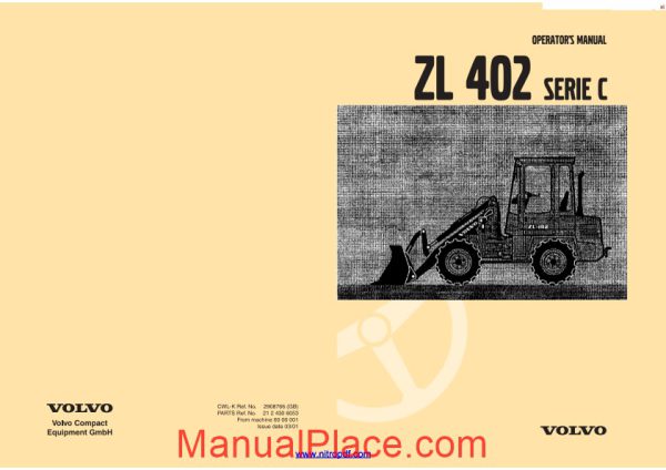 volvo zl 402 serie c operator manual page 1