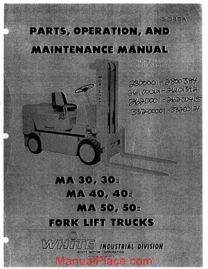 white fork lift ma30 ma50 parts operation maintenance manual page 1