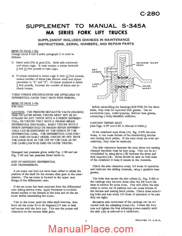 white fork lift ma30 ma50 parts operation maintenance manual page 2