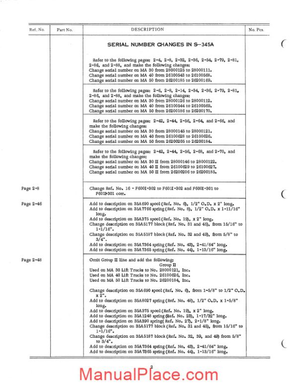 white fork lift ma30 ma50 parts operation maintenance manual page 3