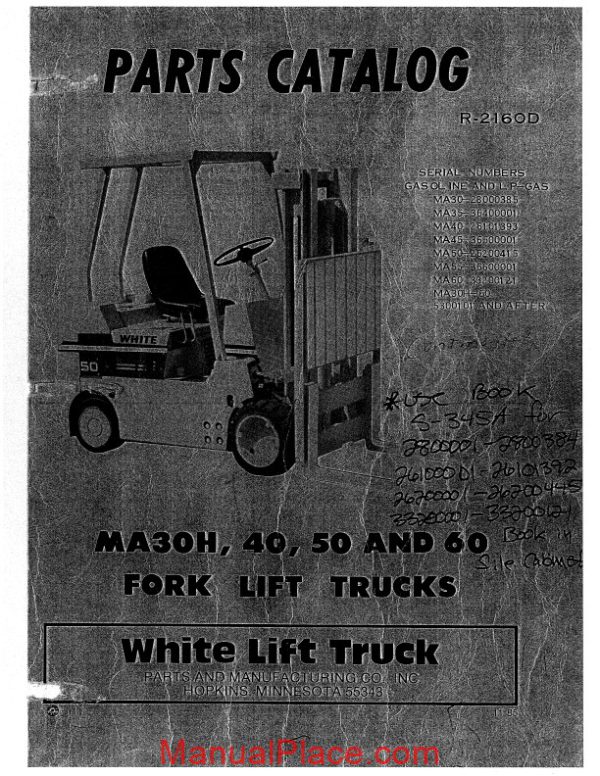 white fork lift ma30h 40 50 60fork lift trucks parts catalog page 1