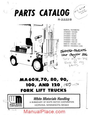 white fork lift ma60h to 100 120 fork lift trucks parts catalog page 1