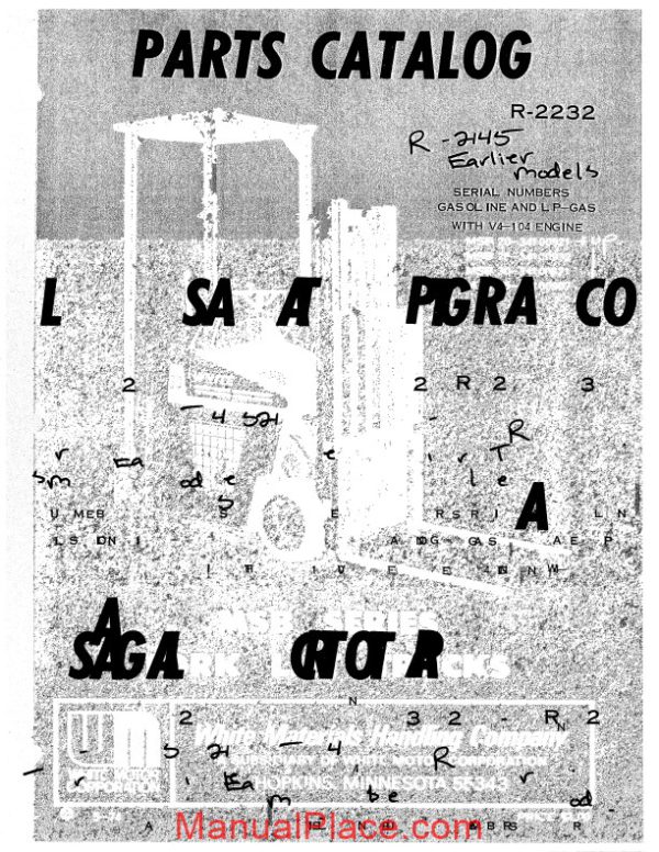 white fork lift msb series parts catalog page 1