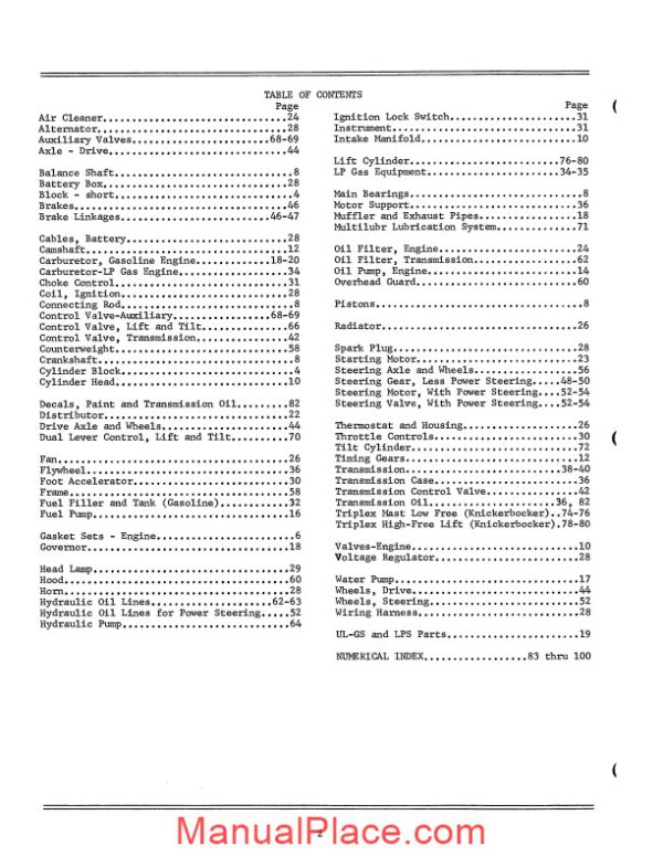 white fork lift msb series parts catalog page 4