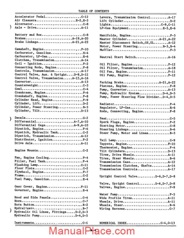 white fork lift my20 25 30 40c fork lift trucks parts catalog page 3