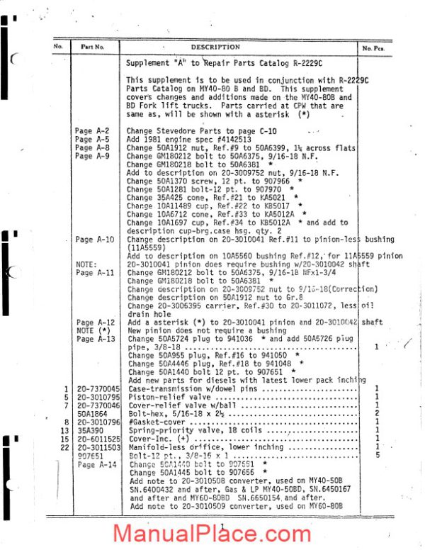 white fork lift my40 80b fork lift trucks parts catalog page 2