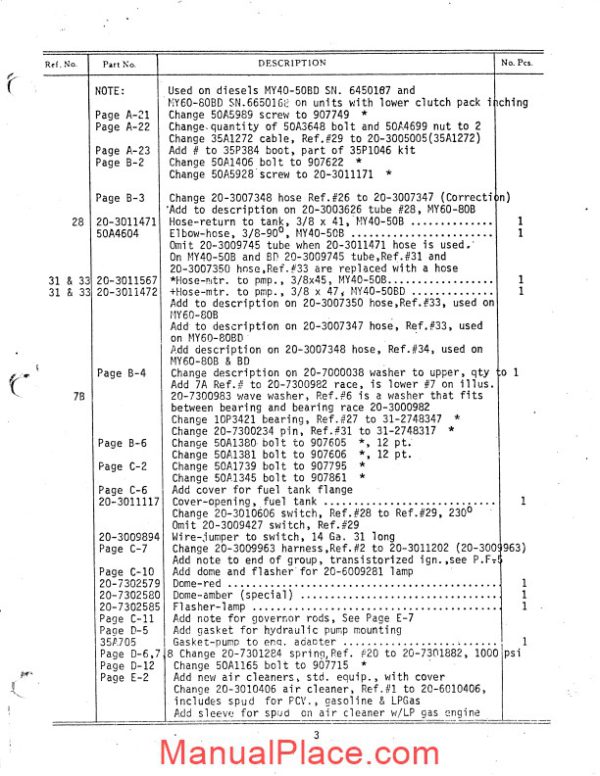 white fork lift my40 80b fork lift trucks parts catalog page 4