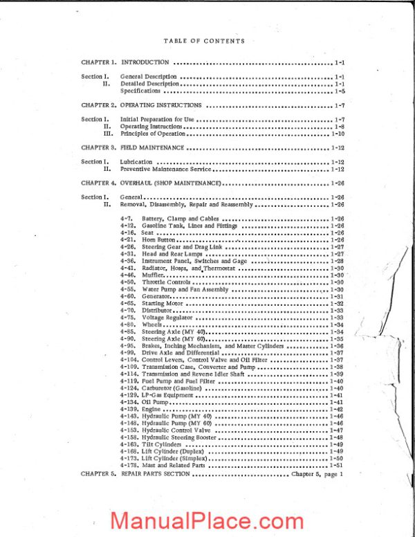 white fork lift my40 my60 parts operation maintenance manual page 2