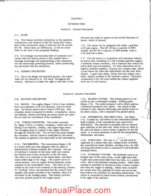 white fork lift my40 my60 parts operation maintenance manual page 4