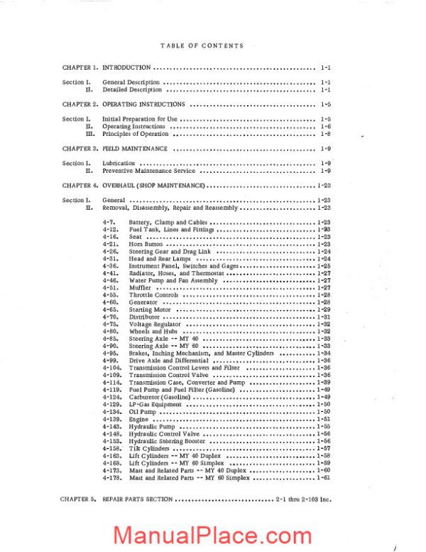 white fork lift my60 parts operation maintenance manual s 407 page 2