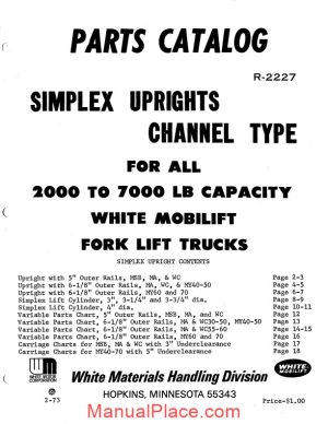 white fork lift simplex uprights channel type parts catalog page 1