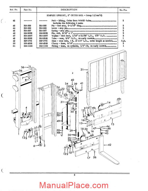 white fork lift simplex uprights channel type parts catalog page 3