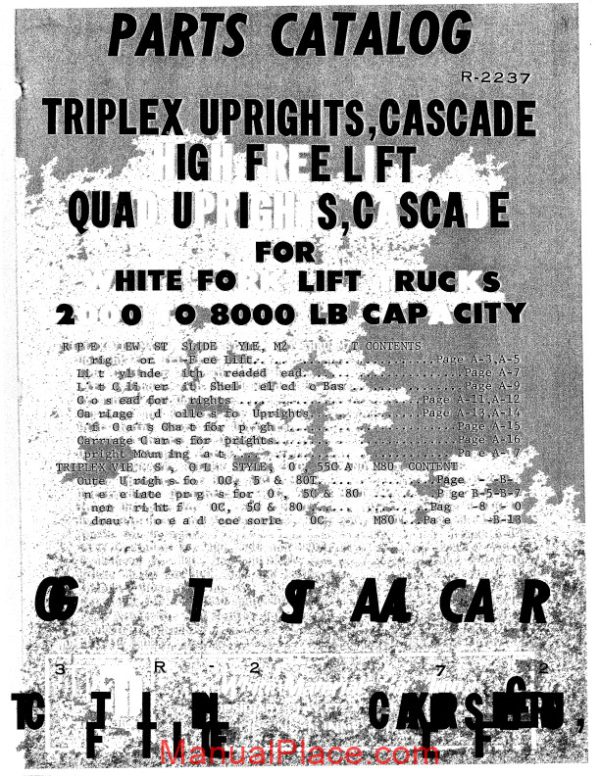 white fork lift triplex uprights parts catalog page 1