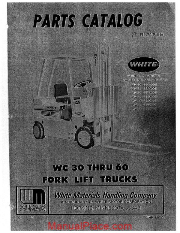 white fork lift wc30 thru 60 fork lift trucks parts catalog page 1