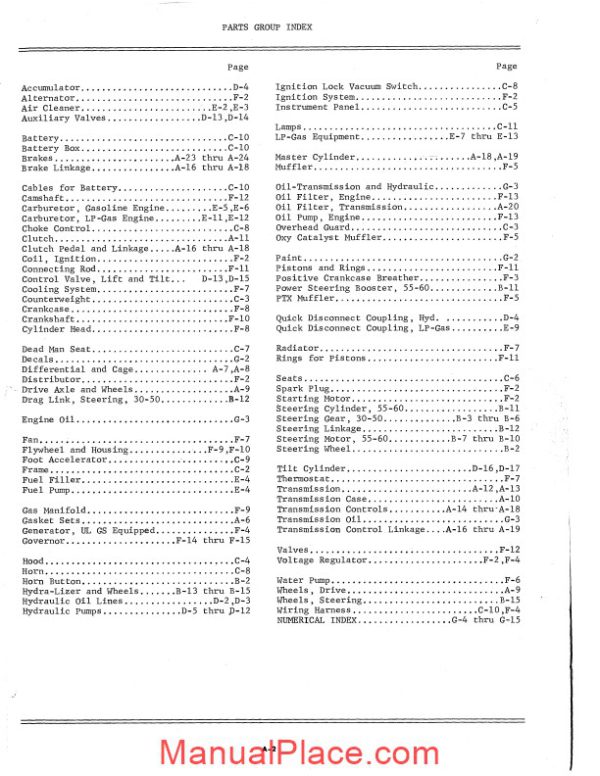 white fork lift wc30 thru 60 fork lift trucks parts catalog page 3