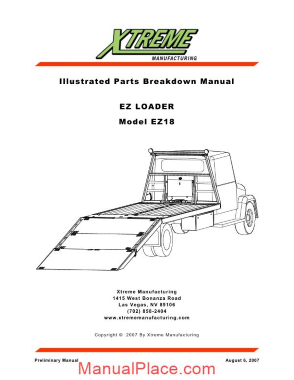 xtreme ez loader ez18 parts manual page 1