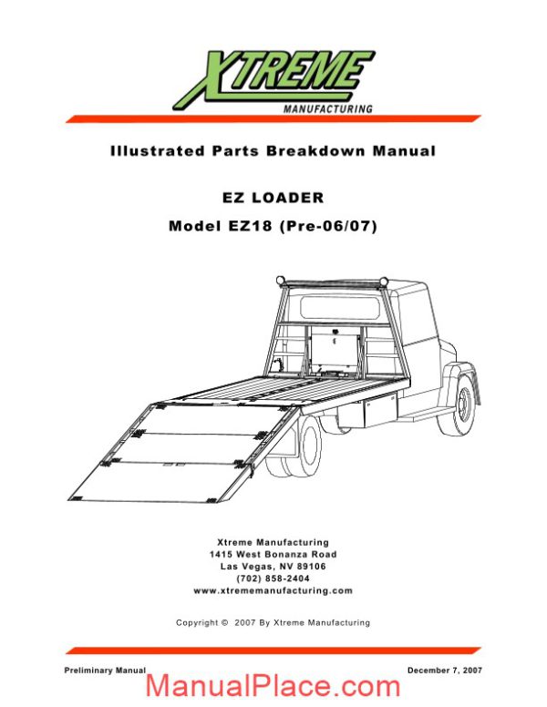 xtreme ez loader ez18 pre 06 07 parts manual page 1