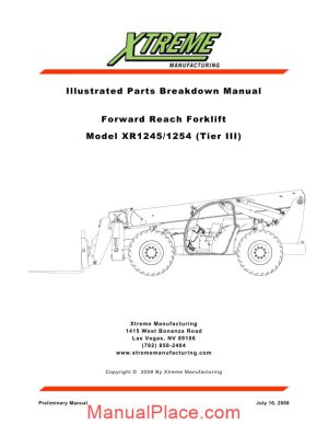 xtreme forward reach forklift xr1145 1154 tier iii parts manual page 1