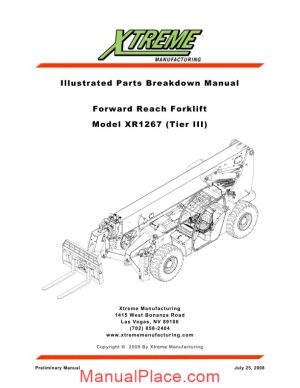 xtreme forward reach forklift xr1267 tier iii parts manual page 1