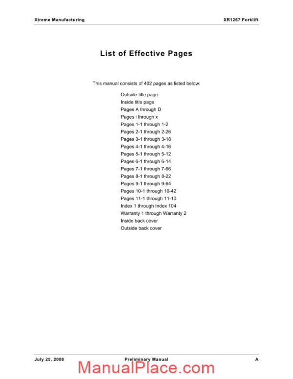 xtreme forward reach forklift xr1267 tier iii parts manual page 2