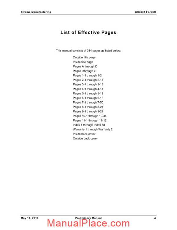 xtreme forward reach forklift xr3034 parts manual page 2