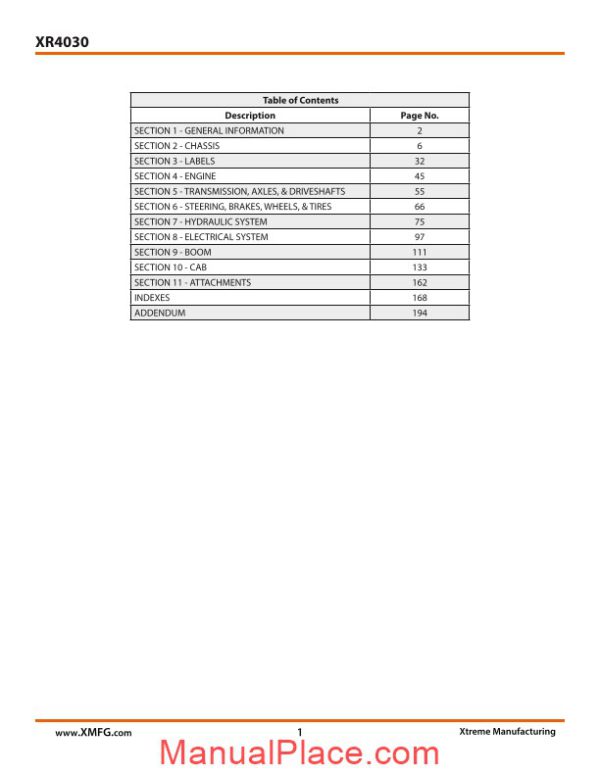 xtreme forward reach forklift xr4030 parts manual page 3