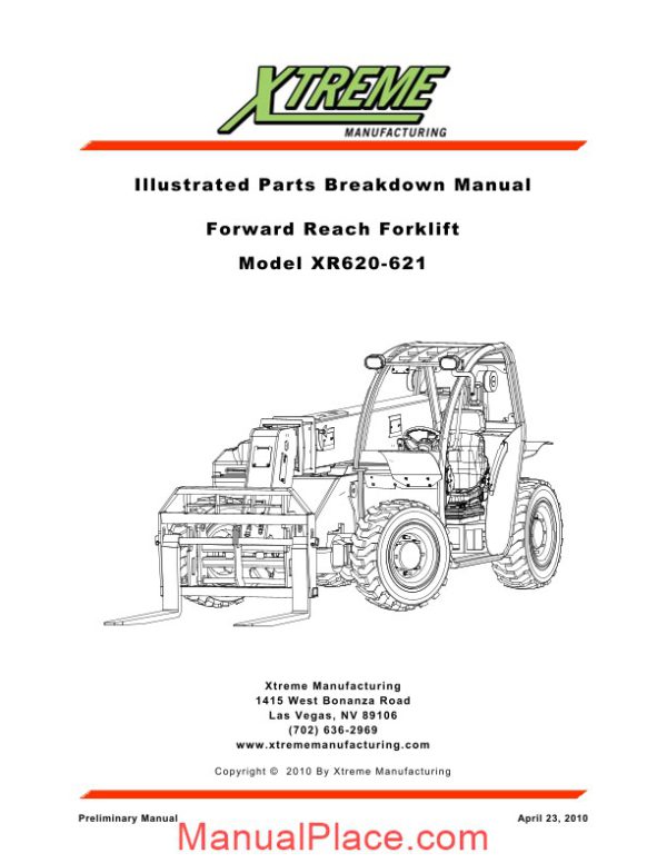 xtreme forward reach forklift xr620 621 parts manual page 1