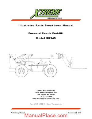 xtreme forward reach forklift xr945 parts manual page 1