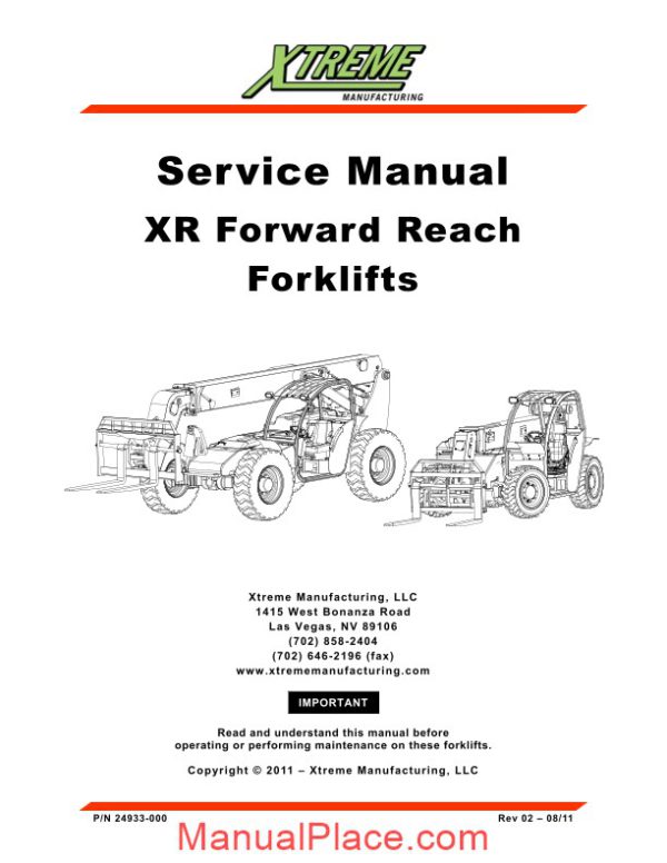 xtreme xr forward reach forklift service manual page 1