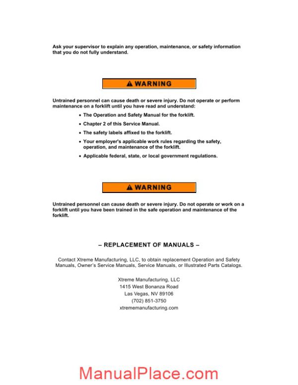 xtreme xr forward reach forklift service manual page 2