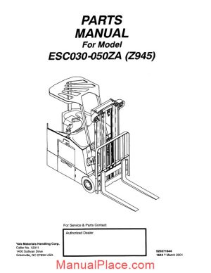 yale electric for model esc 030 050 za parts manual page 1