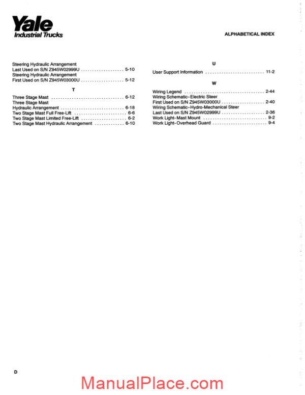 yale electric for model esc 030 050 za parts manual page 4