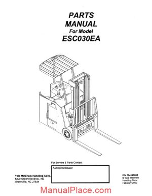 yale electric for model esc 030 ea service parts manual page 1