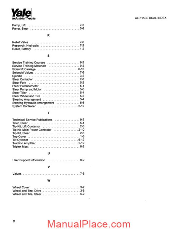 yale electric for model esc 030 ea service parts manual page 4