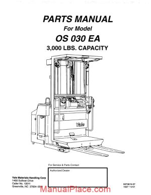 yale electric for model os 030 ea parts manual page 1