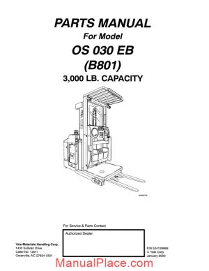 yale electric for model yale electric for model os 030 eb b801 parts manual page 1