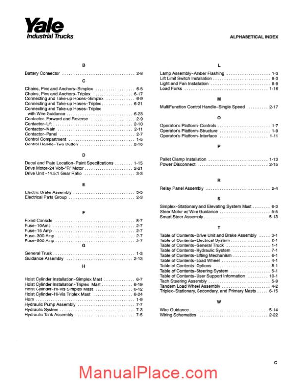 yale electric for model yale electric for model os 030 eb b801 parts manual page 3