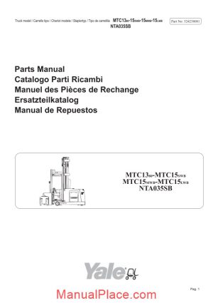 yale forklift truck mtc13 mtc15 parts manual page 1