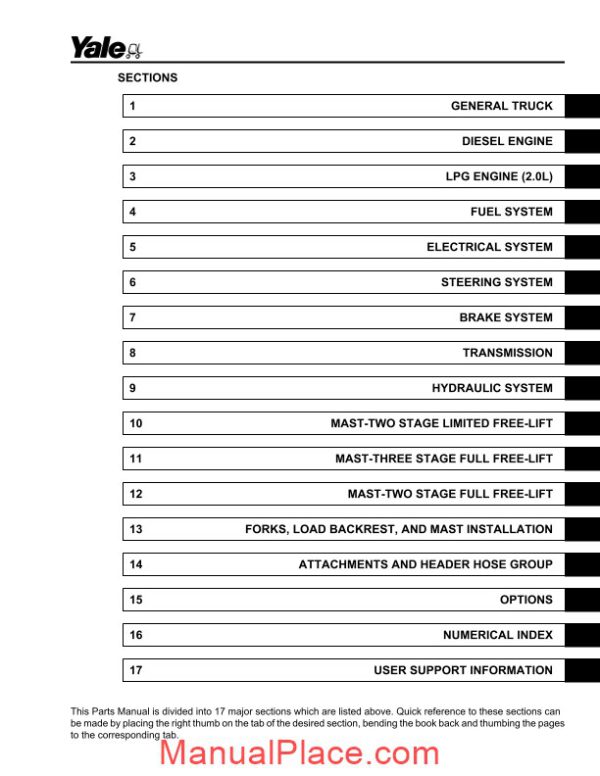 yale gdp glp 16 18vx gdp glp 20svx service parts manual page 1