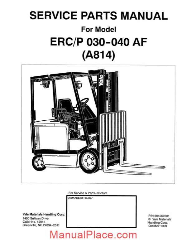 yale model erc p 030 040 af a814 service parts manual page 1