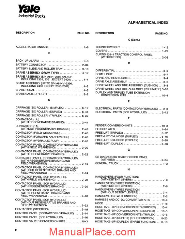 yale model erc p 030 040 af a814 service parts manual page 3