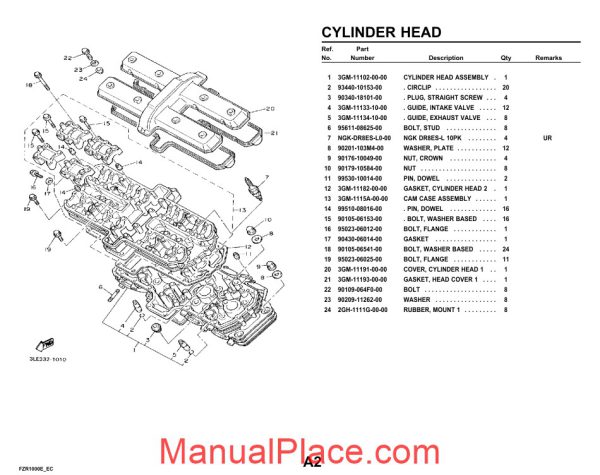 yamaha fzr1000 93 parts catalog page 2