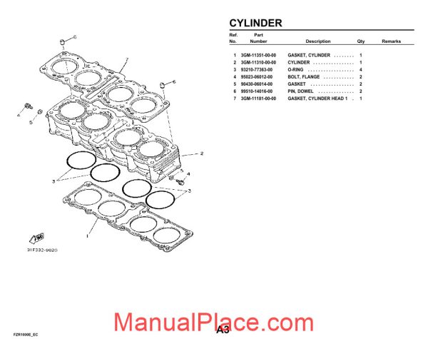 yamaha fzr1000 93 parts catalog page 3