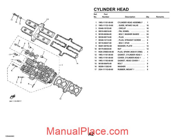 yamaha fzr400swc 89 parts catalogue page 2