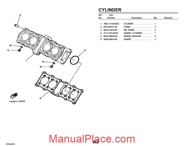 yamaha fzr400swc 89 parts catalogue page 3