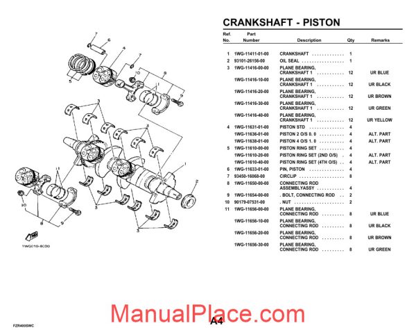 yamaha fzr400swc 89 parts catalogue page 4