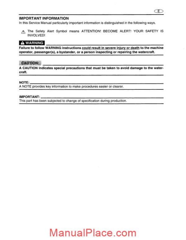 yamaha service manual supplemental gp1300r for 2005 page 4