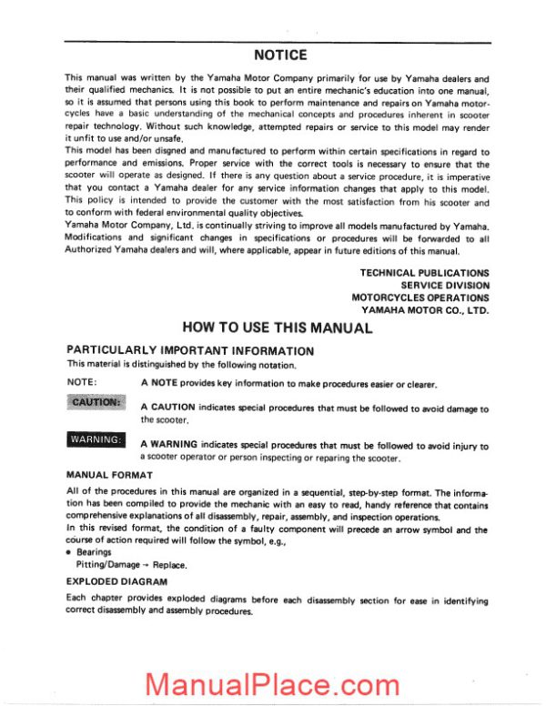 yamaha sh50 service manual page 3