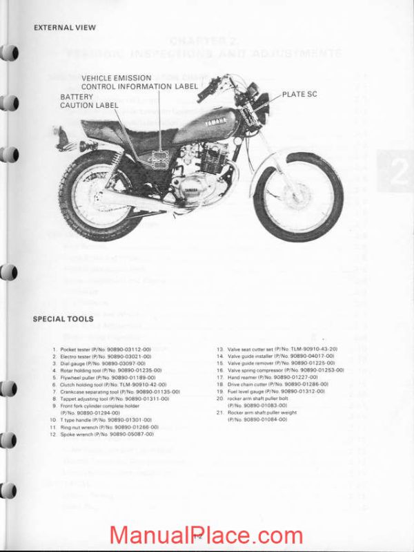 yamaha sr250 repair manual page 4