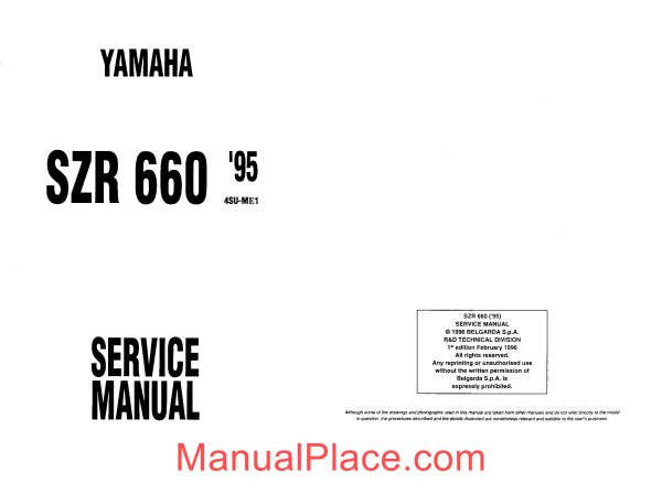 yamaha szr 660 95 service manual page 1